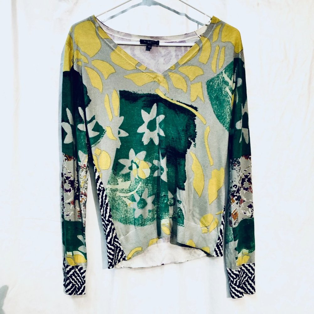 Etro Silk Cashmere V-Neck Sweater Top